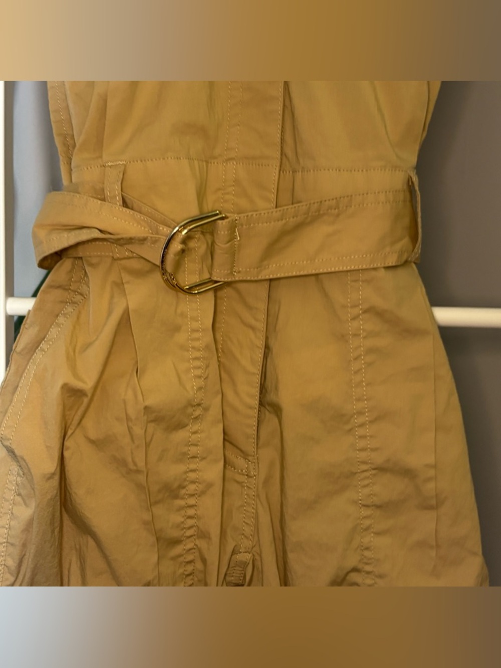Michael Kors Tan Button-Front Utility Jumpsuit - Picture 9 of 14